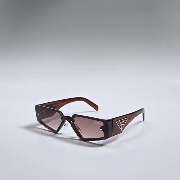 Prada Geometric Frame Sunglasses in Dark Brown with Gradient Brown Lenses main image 5